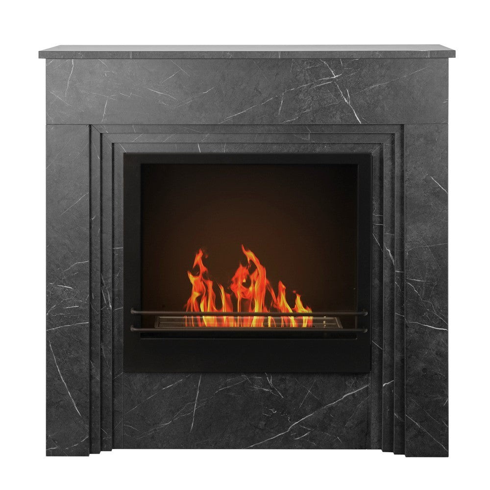 BELLINI floor bioethanol fireplace in black marble effect wood Made in Italy L96 x D35 x H96