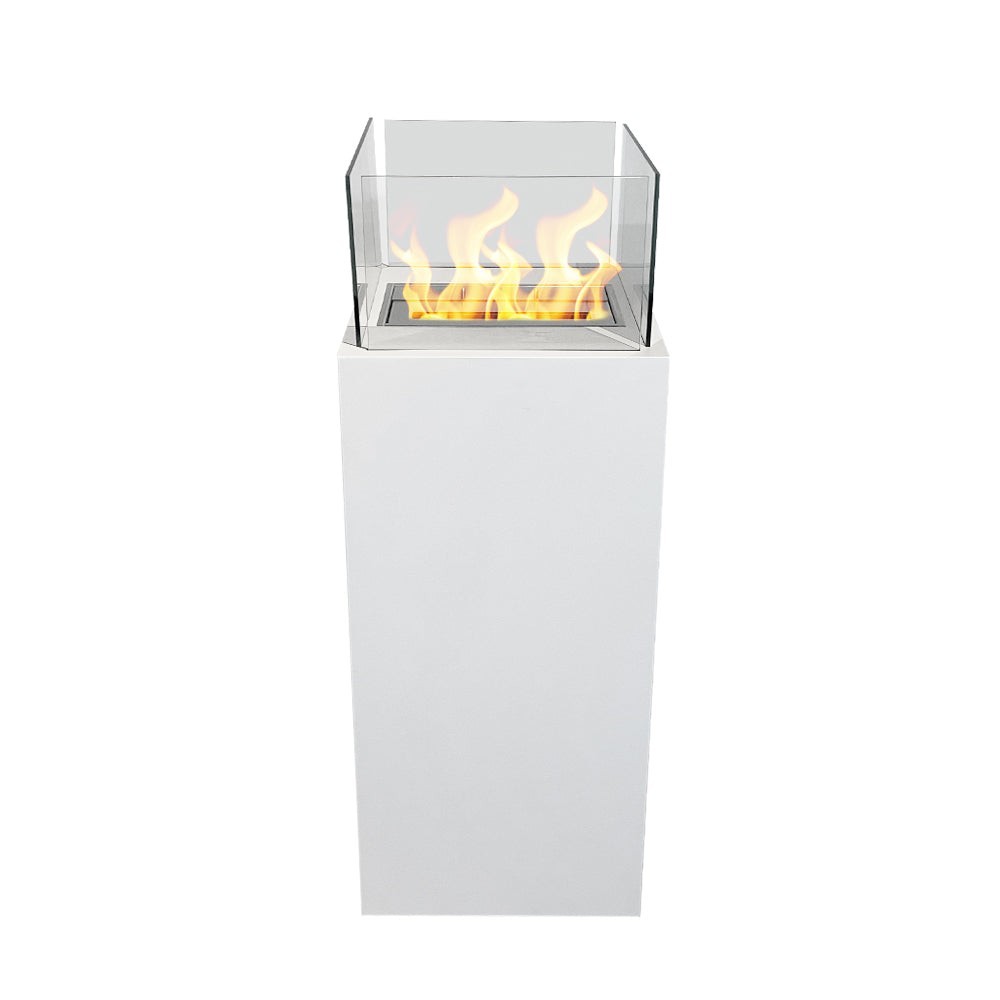 Floor standing bioethanol fireplace for indoors and outdoors Ischia White 40x40x115