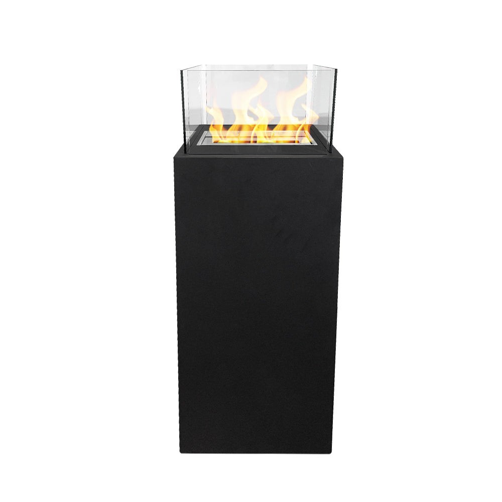 Floor standing bioethanol fireplace for indoors and outdoors Ischia Nero 40x40x115
