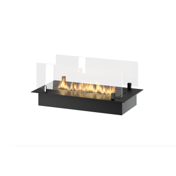 Bruciatore inserto a Bioetanolo da 60cm in Inox nero con vetri protettivi da incasso o appoggio. 1 litro di capienza.