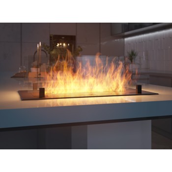 Bioethanol insert burner 60cm in black stainless steel, built-in or free-standing, 1 liter with glasses included