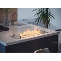 Bioethanol insert burner in black stainless steel 100cm with protective glass for built-in or free-standing installation.