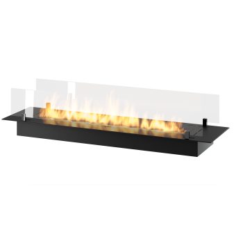 Bruciatore inserto a Bioetanolo da 120cm in Inox nero con vetri protettivi da incasso o appoggio. 4 litri di capienza.