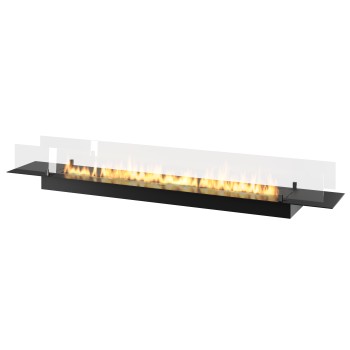 Bioethanol insert burner in black 200cm stainless steel with built-in or free-standing protective glass. 6 liter capacity