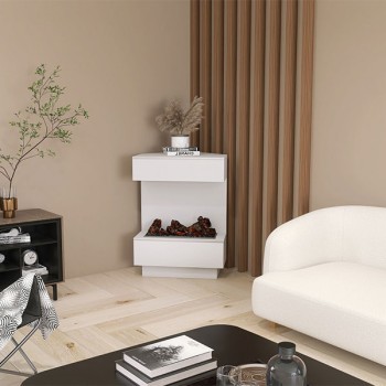 Taravo - Electric fireplace with floor corner in laminate MDF free installation with Led. Power of 1400watt