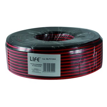 Piattina bipolarizzata 2x0,75mm² cavo rosso e nero da 100m ideale per cavo audio o per strisce a led