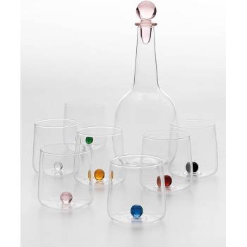 Bilia Zafferano borosilicate glass set 6 pieces color Black. Resistant to thermal shock