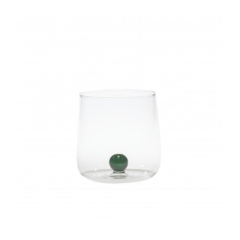 Bilia Zafferano borosilicate glass set 6 pieces color Green. Resistant to thermal shock