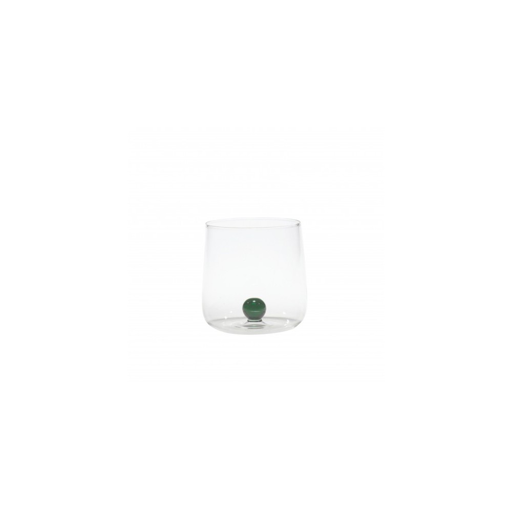 Bilia Zafferano borosilicate glass set 6 pieces color Green. Resistant to thermal shock