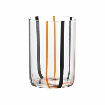 Tirache Zafferano tumbler in borosilicate glass two-tone Black-Orange box 6 pieces. Resistant to thermal shock
