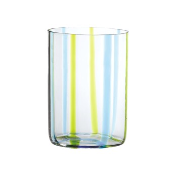 Bicchiere Tirache Zafferano in vetro borosilicato bicolore Acquamarina-verde box 6 pezzi. Resistente agli shock termici