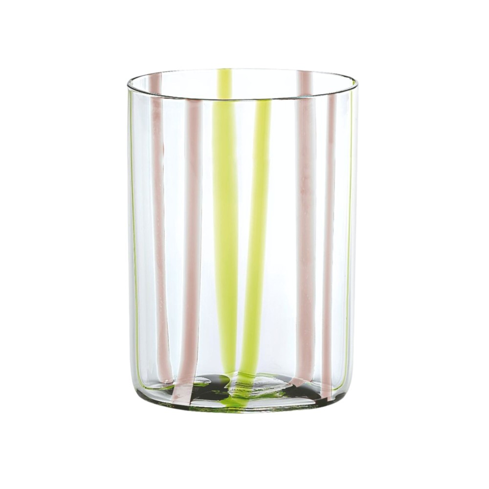 Bicchiere Tirache Zafferano in vetro borosilicato bicolore Verde-ametista box 6 pezzi. Resistente agli shock termici