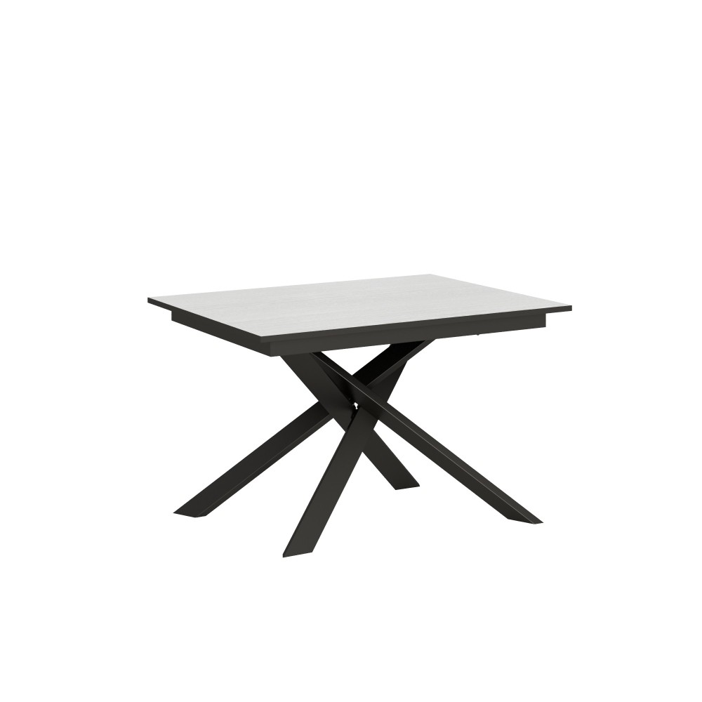 Extendable table 90x120/180 cm Ganty White Ash - Anthracite edge Anthracite frame