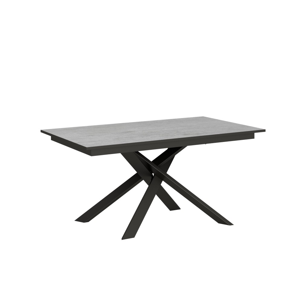 Extendable table 90x160/220 cm Ganty Cement - Anthracite edge Anthracite frame