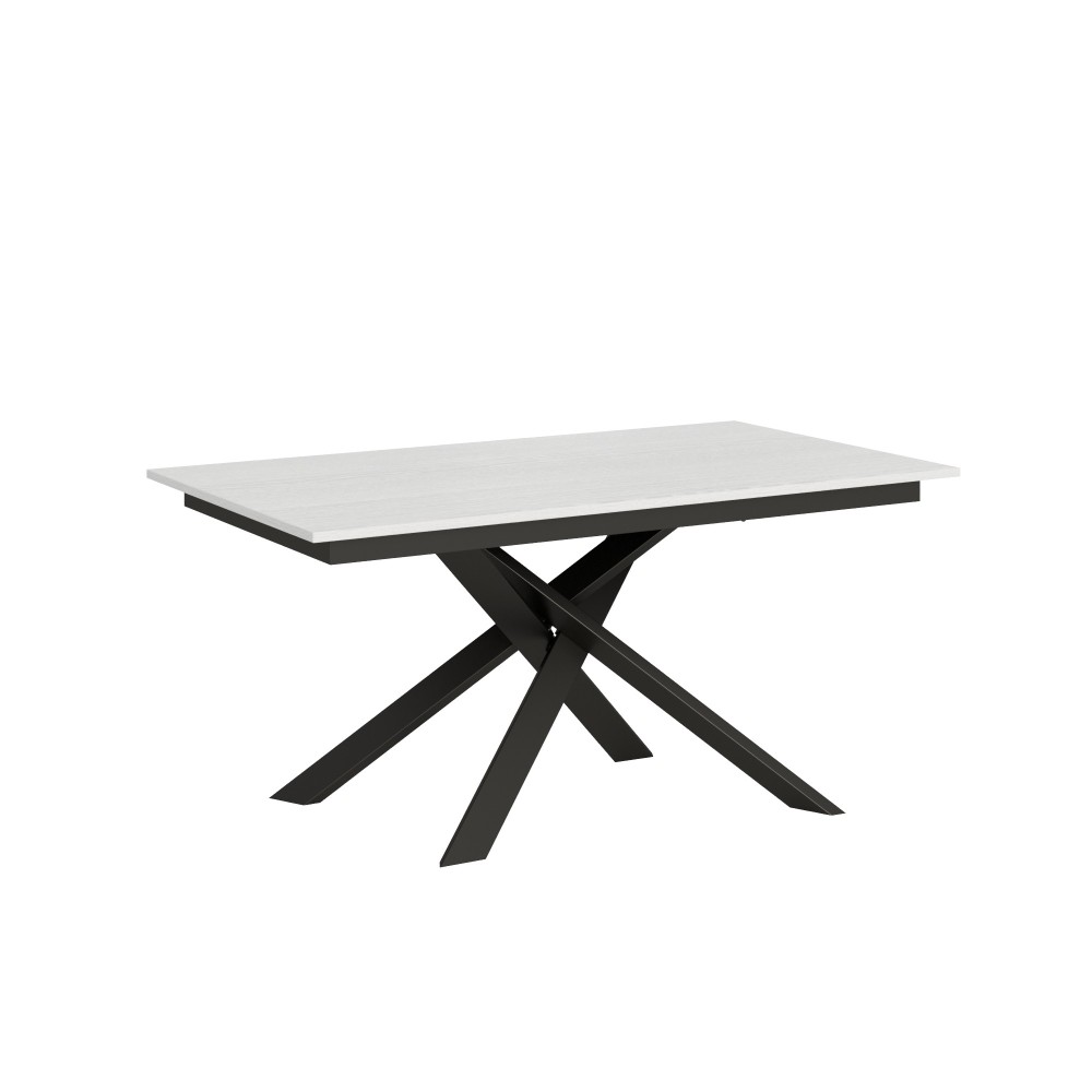 Extendable table 90x160/220 cm Ganty White Ash - edge in the same color as the Anthracite frame