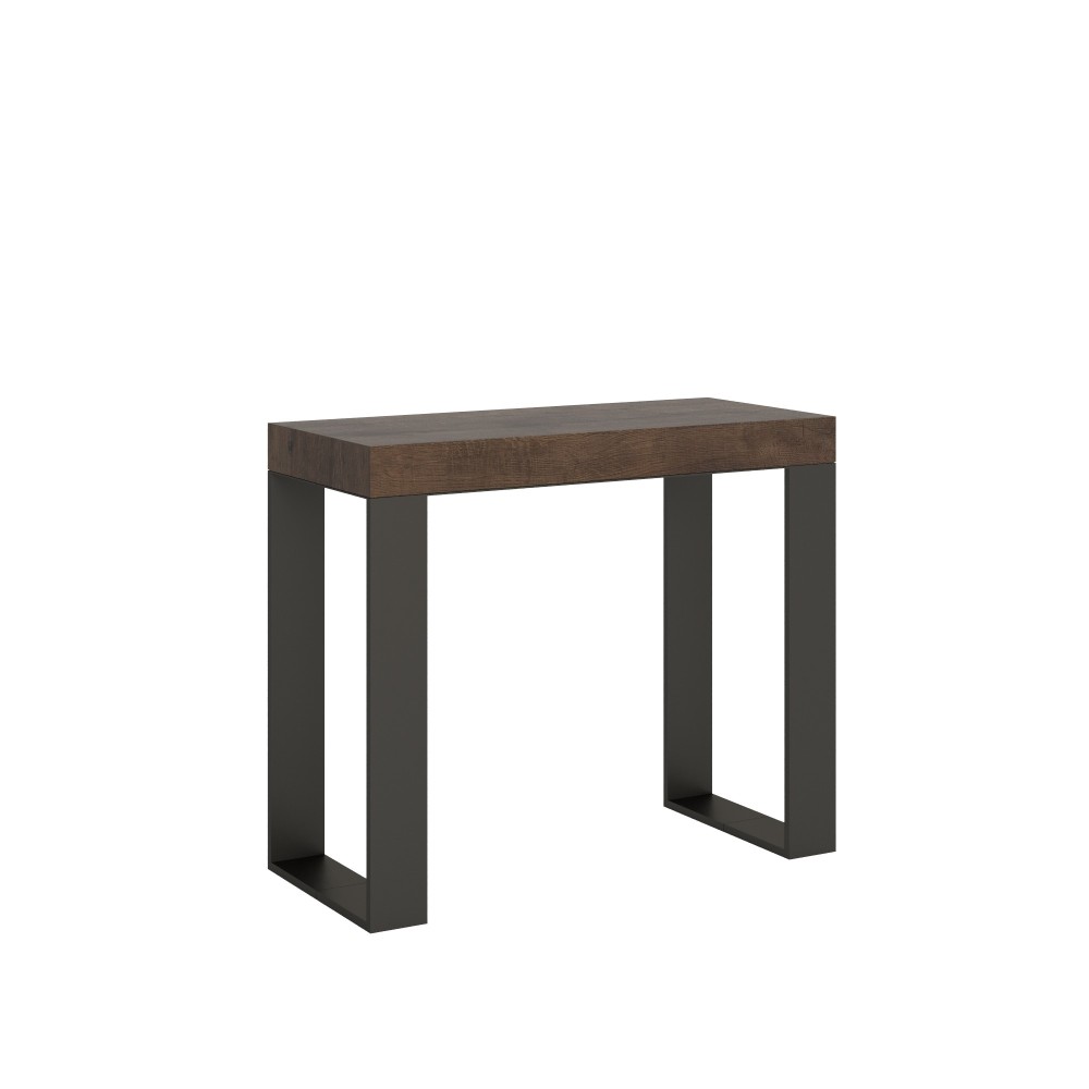 Extendable console 90x40/196 cm Tecno Small Walnut Anthracite frame