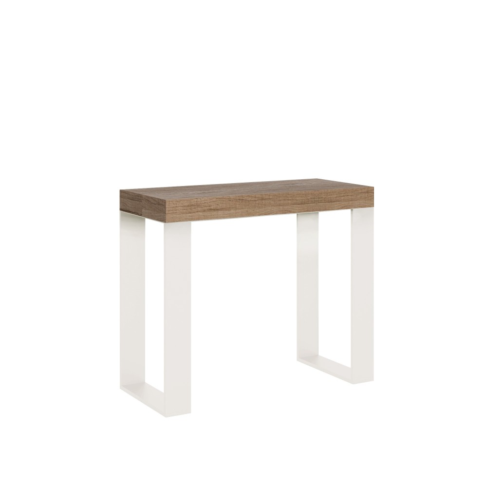 Extendable console 90x40/196 cm Tecno Small Oak Nature with White frame