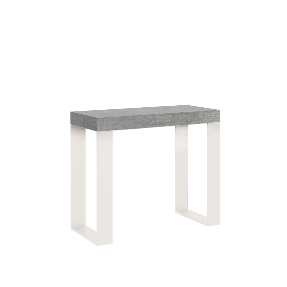 Extendable console 90x40/300 cm Tecno Cemento with White frame
