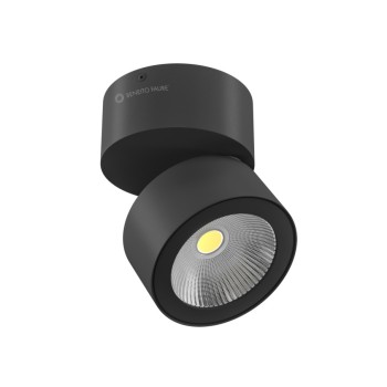 14w adjustable black round LED wall light, tricolor. Ideal in shop windows, exhibition spaces or furniture factories. Modern