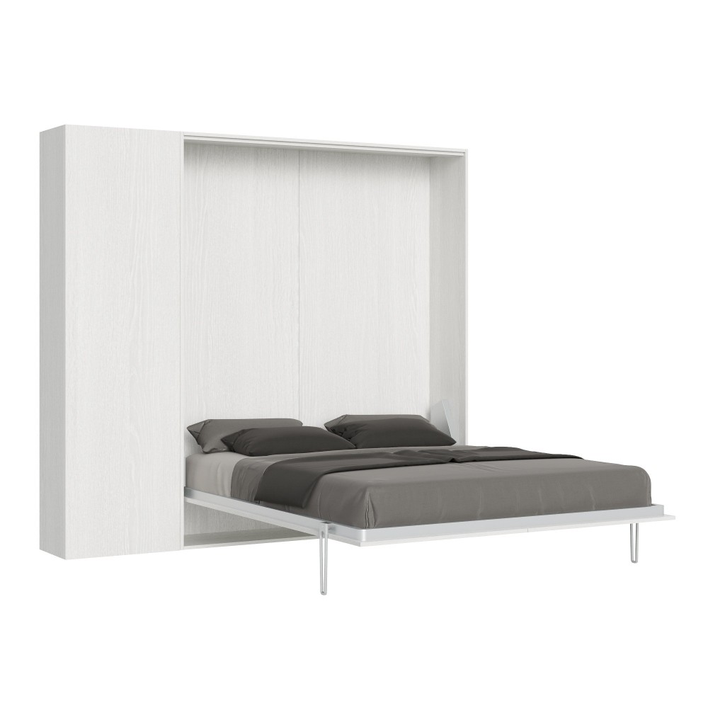 Kentaro White Ash double bed with left-right column