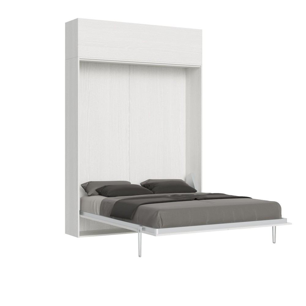 Kentaro White Ash double bed with transom wall unit