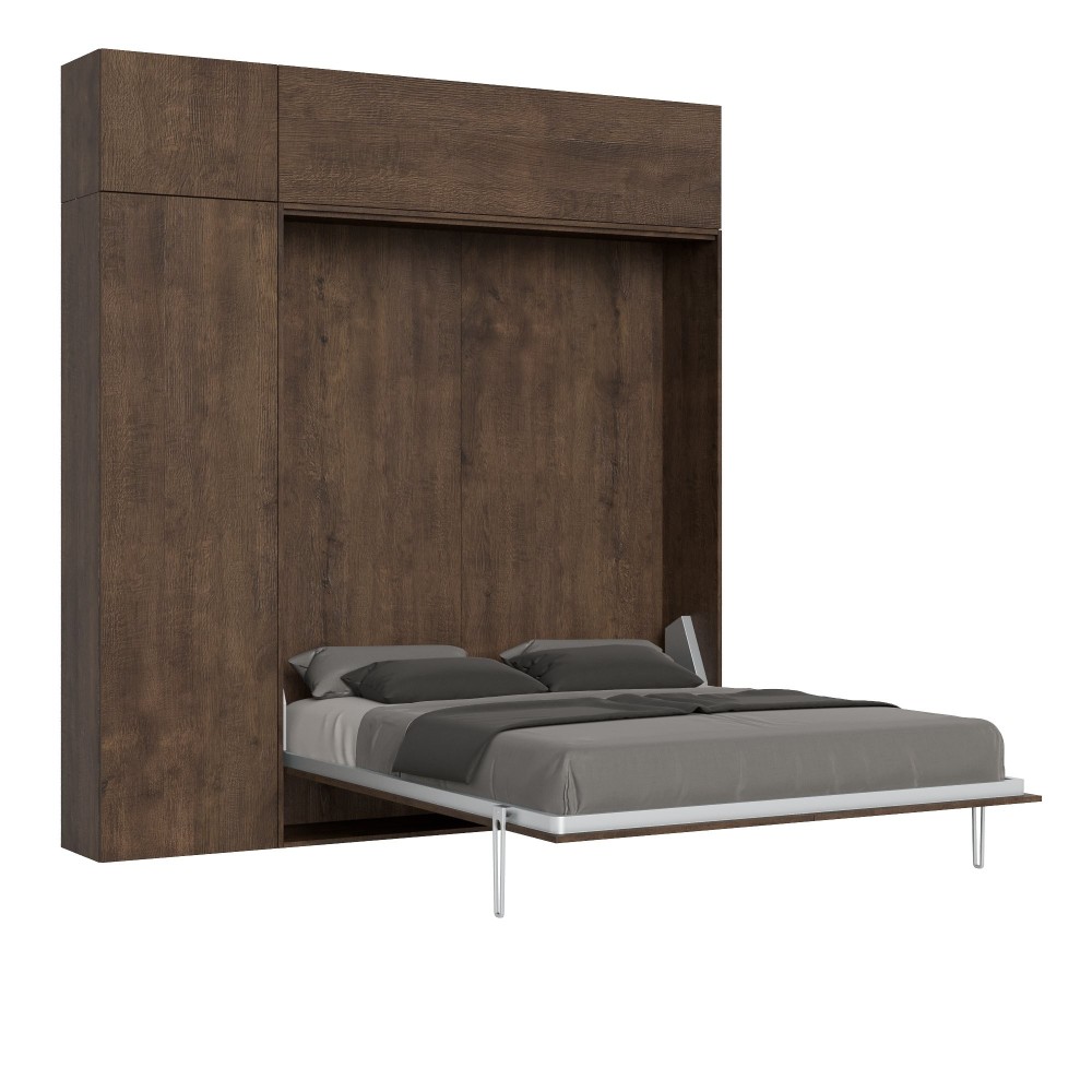 Kentaro Noce double bed with column - transom wall unit - wall unit above column