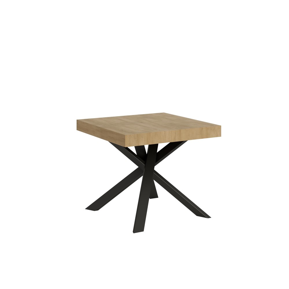 Extendable table 90x90/194 cm Clerk Nature Oak top - Anthracite legs
