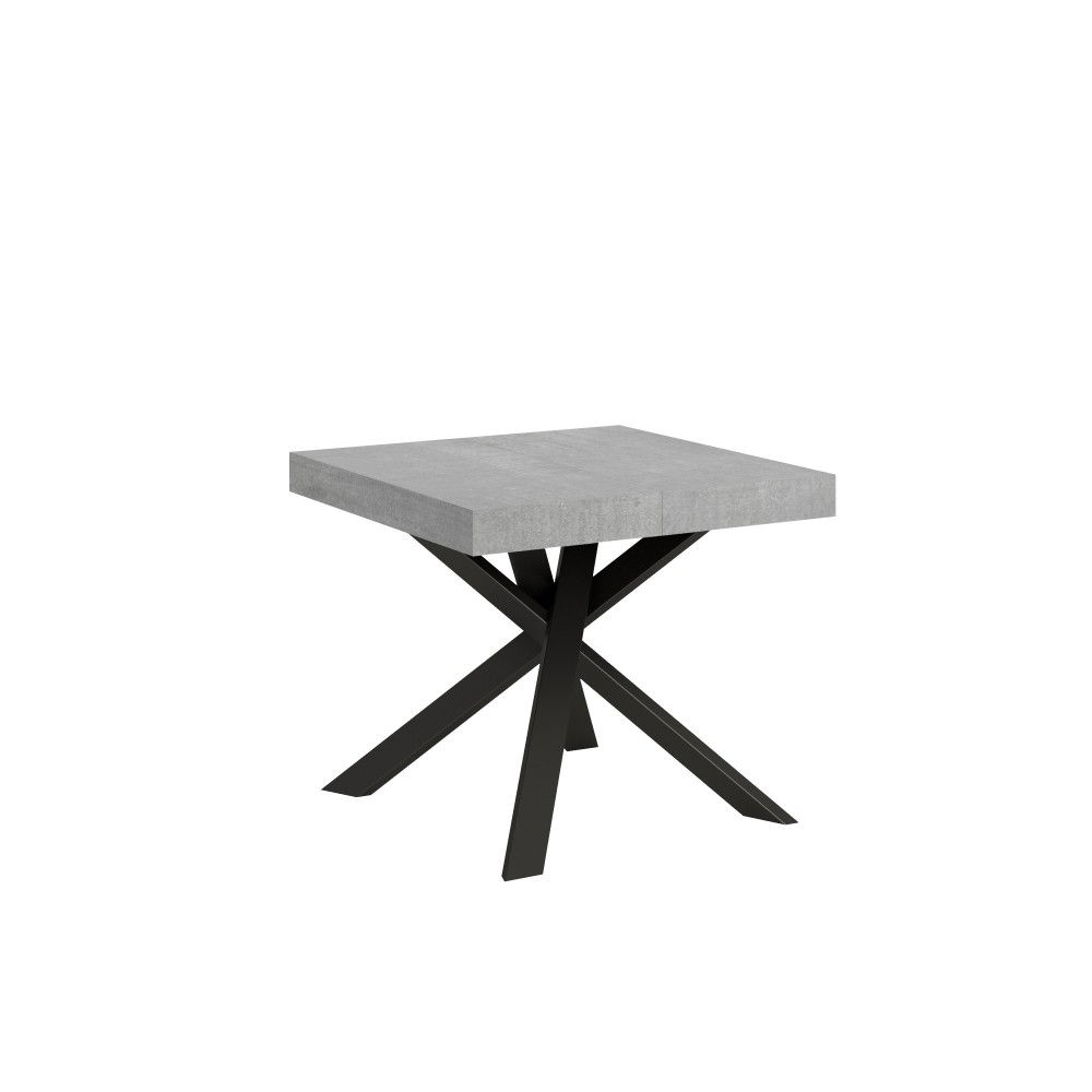 Extendable table 90x90/194 cm Clerk Cement top - Anthracite legs