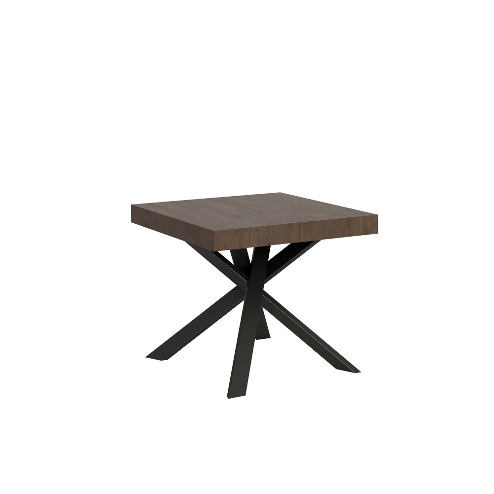 Extendable table 90x90/194 cm Clerk Walnut top - Anthracite legs