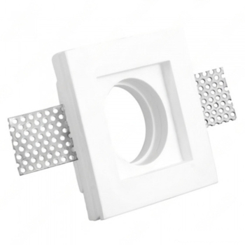Portafaretto ad incasso quadrato bianco in gesso 100x100x30 mm per GU10 e GU5.3 a led