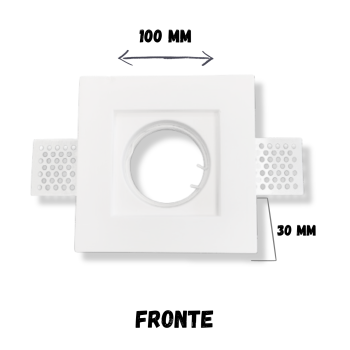 Square white plaster faceplate holder 100x100x30 mm for GU10 and GU5.3 LEDs