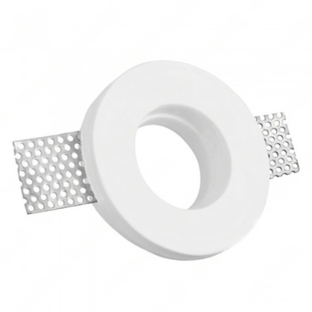 White plaster round recessed spotlight holder for GU10 and GU5.3 LEDs Ø100x30 mm