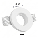 White plaster round recessed spotlight holder for GU10 and GU5.3 LEDs Ø100x30 mm
