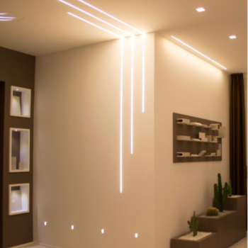 Integrated aluminium L-profile for LED strips in concealed plasterboard