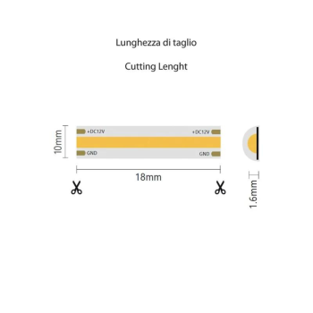 Kit Striscia LED COB 1m IP65 4000K 12V con Dimmer - Luce Intelligente Regolabile, Telecomando RF Incluso