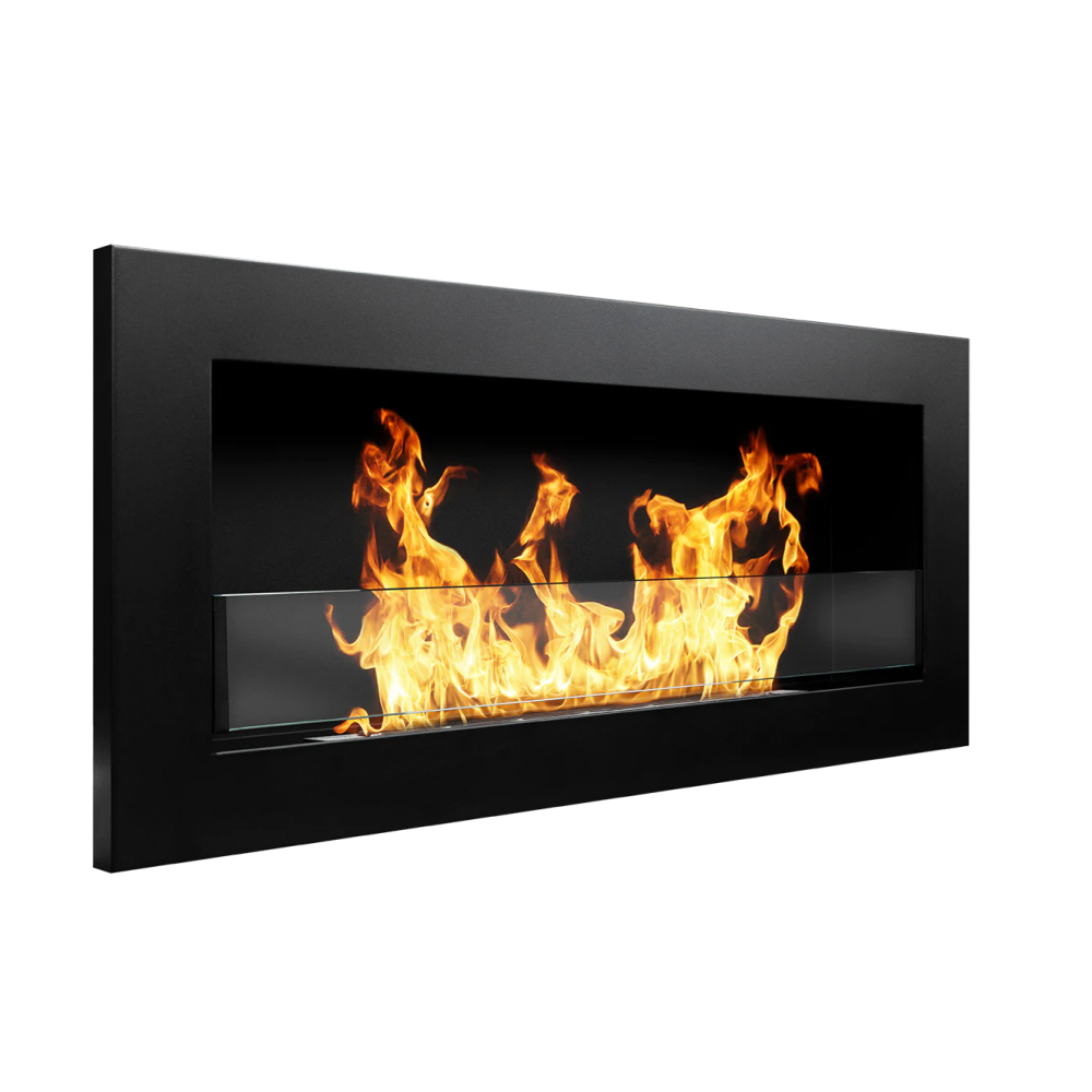 bioethanol fireplace wall or built-in  Livorno Nero L 90 x D 12 x H 40 with glass