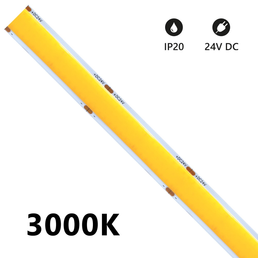 5m COB SURFACE IP20 single color LED strip 25W/MT 24V - 3000K-4000K-6000K