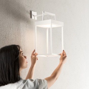 CAGE solar and rechargeable table lamp by Perenz Matt White H30cm