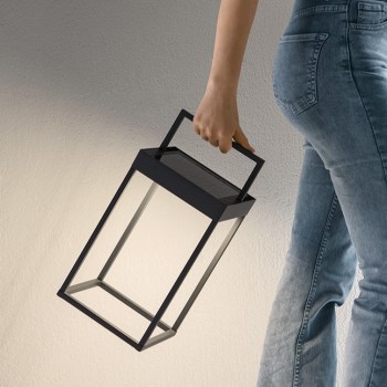 CAGE solar and rechargeable table lamp by Perenz Dark Grey H30cm
