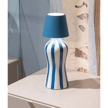 Lido - Zafferano Ceramic bottle with Light Blue stripes