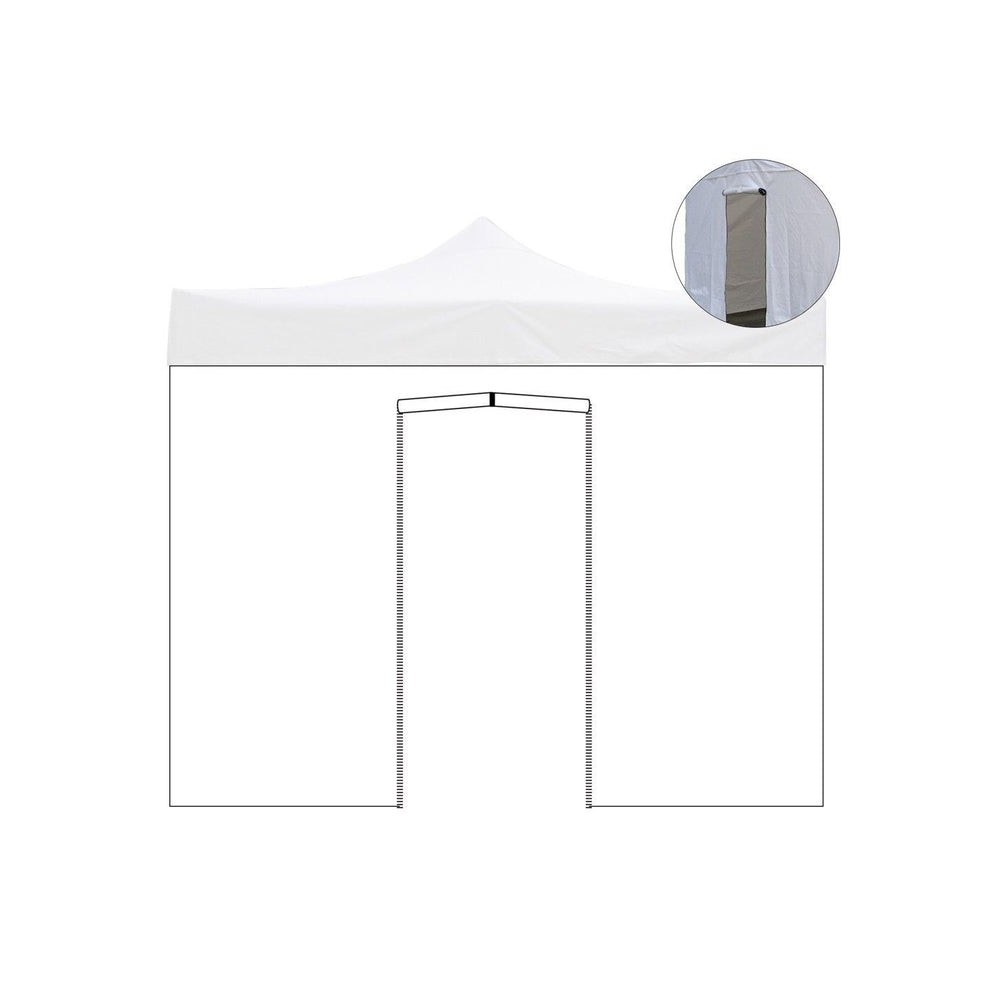 Waterproof white 6x2m side cover with roll-up door for 3x6m foldable gazebo