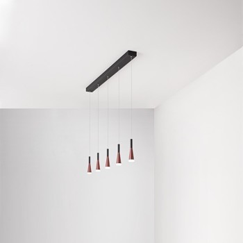 CONE horizontal suspension chandelier Matt Gold-rose Black 5x7W 3000K Perenz