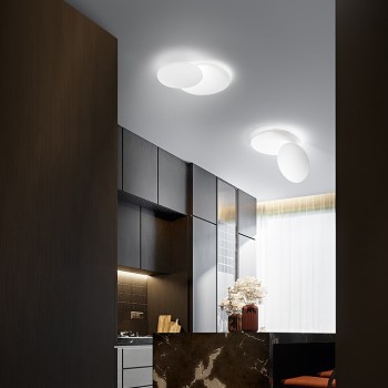 DRUM LED ceiling light in matt white metal 33W Perenz