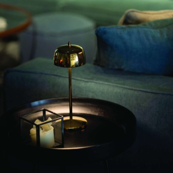 Zafferano CIRCE Glossy Gold rechargeable and dimmable LED table lamp