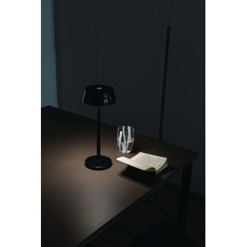 Zafferano SISTER LIGHT Wi-fi Smart LED table lamp Pearly Black rechargeable and dimmable