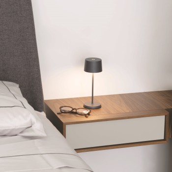 Zafferano OLIVIA PRO MICRO Rechargeable and dimmable Dark Grey LED table lamp