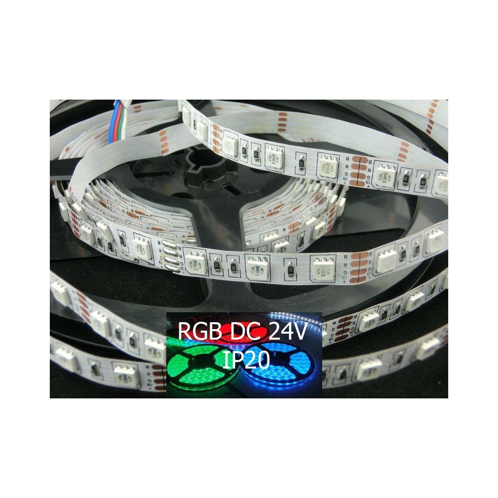 14.4w / mt RGB led strip in 24V ideal for creating plays of light or atmosphere.