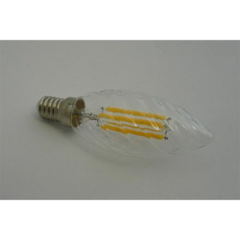 LAMPADINA A LED A TORTIGLIONE FILAMENTO 4W con attacco piccolo E14 per lampadari