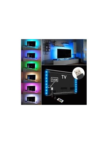 KIT with 2 RGB LED strips and remote control ideal for plays of light behind the television