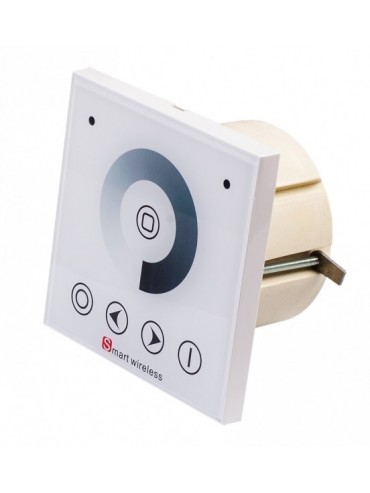 Wall-mounted touch controller for regulating monochromatic led strips.